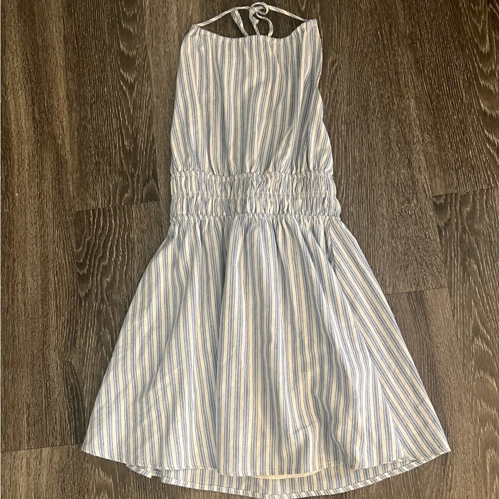 Blue Blush Casual Gray and Blue Halter Mini Dress
